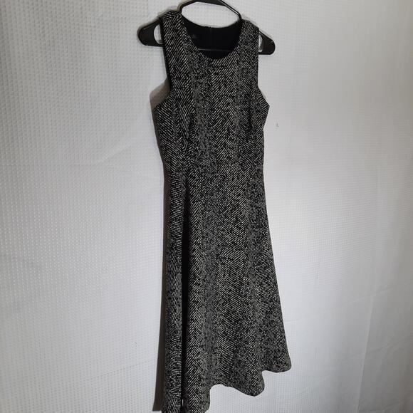 Zara Basic S Sleeveless Fit & Flare Dress Black White Abstract Work Cocktail - Picture 2 of 7
